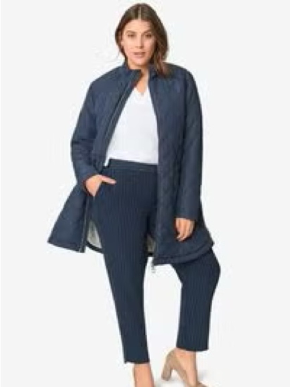 WOMAN WITHIN PUFFER COAT PACKABLE LIGHTWEIGHT NAVY NWOT SZ 2X